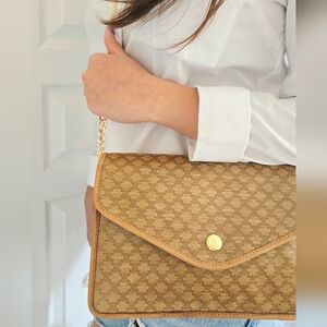 Authentic CELINE Macadam Vintage Clutch Crossbody Shoulder Bag‎ Wallet WOC